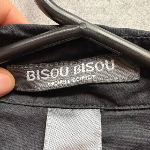 Bisou Bisou Black Button Down Shirt Size 12 - Picture 4 of 9